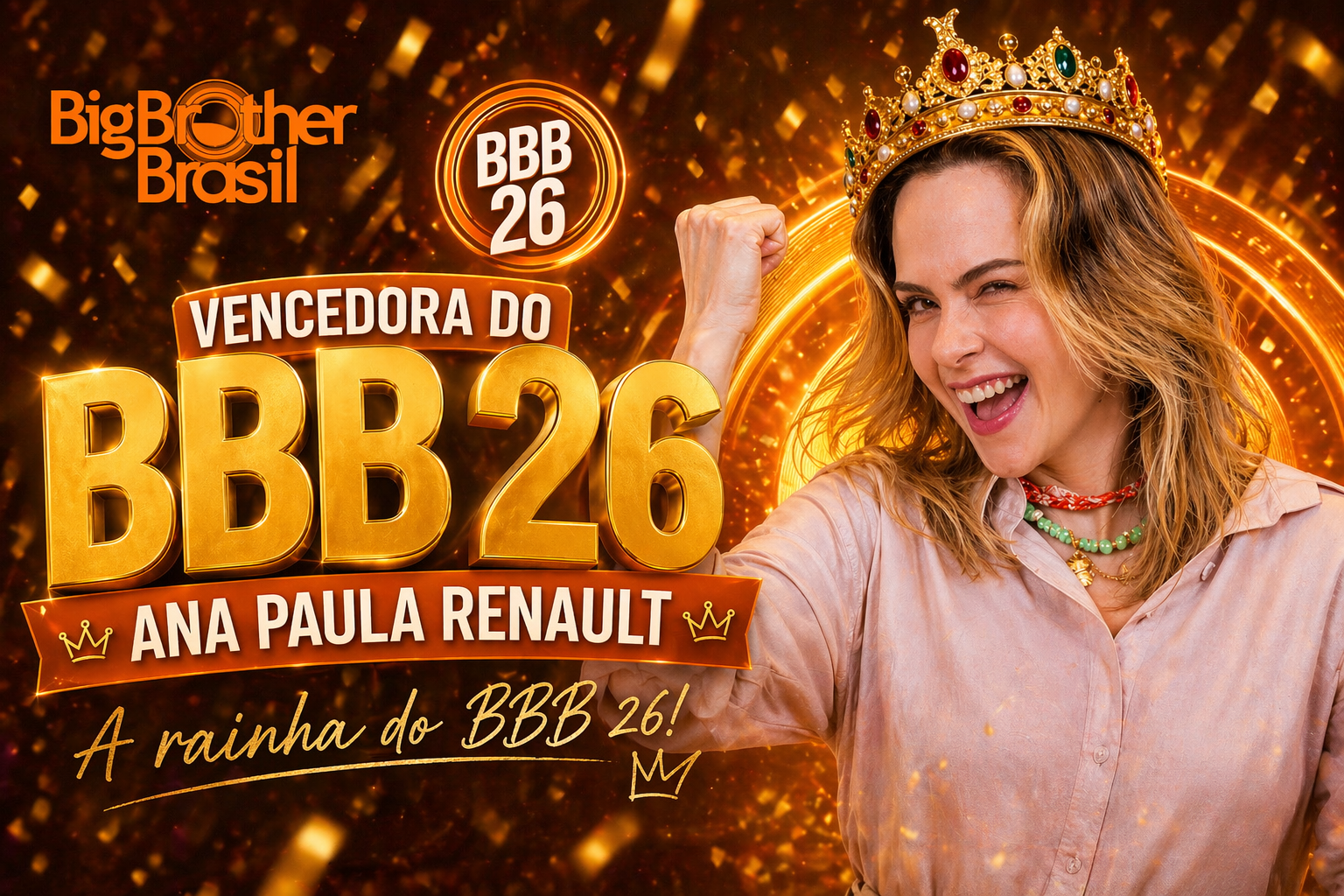 Ana Paula Renault vence o BBB 26 com votação histórica e mobilização nacional